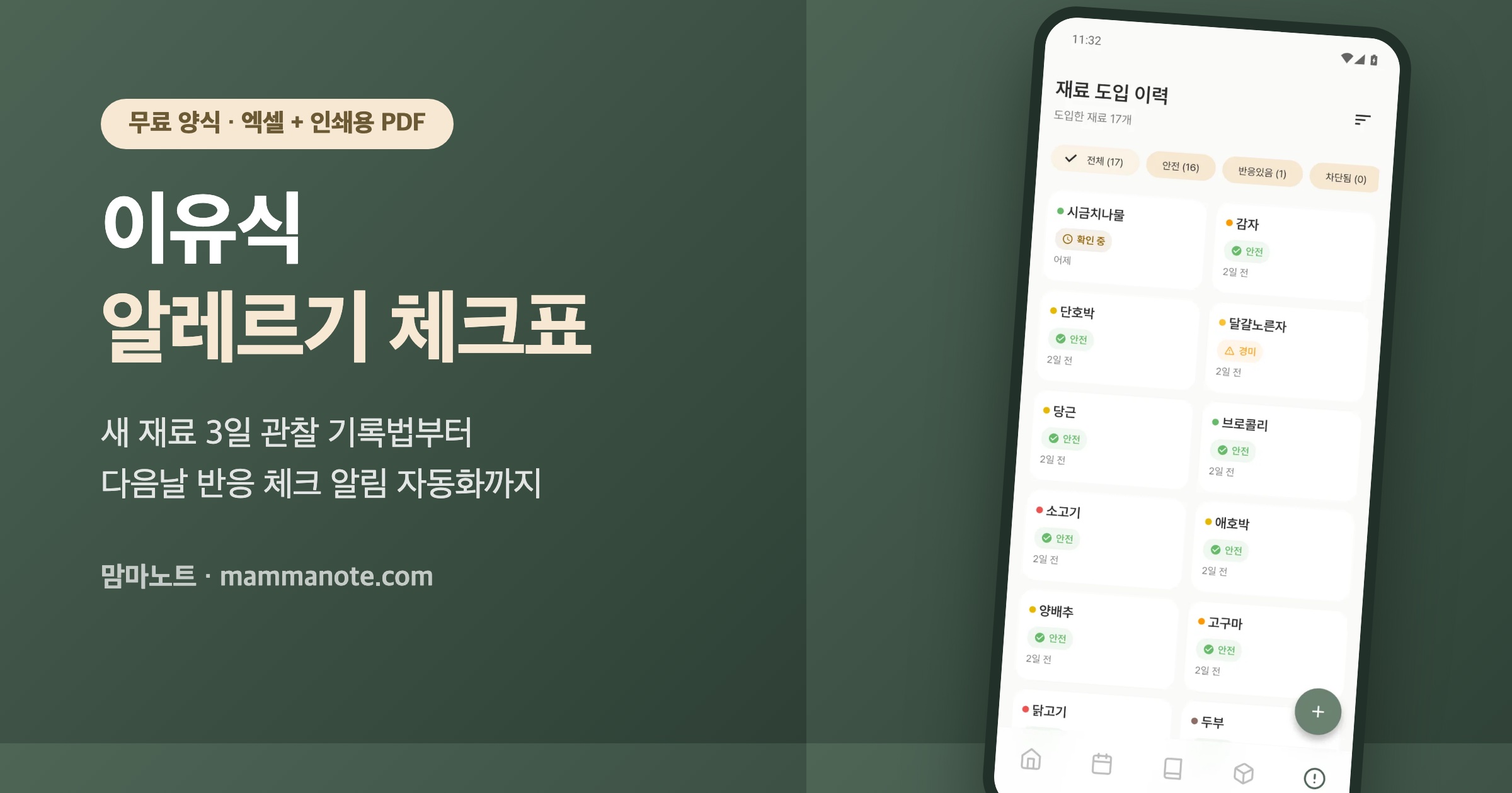 이유식 알레르기 체크표, 무료 양식부터 반응 기록 자동화까지